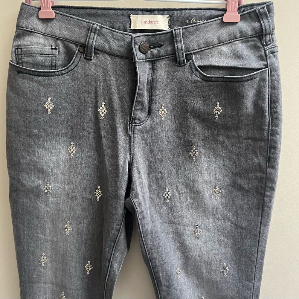 Sundance Gray Skinny Jeans with Embellishments - Picture 2 of 9